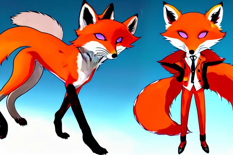 Image similar to a furry tan male fox on a persona 5 : royal ( by atlus ) video game splash screen, a furry male sandcolored tan fox fursona ( has hair ), persona 5 phantom thief style