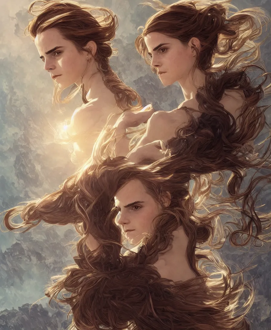 Prompt: Emma Watson tuning into a mare, Animorphs cover, intricate, elegant, highly detailed, digital painting, artstation, concept art, smooth, sharp focus, illustration, art by artgerm and greg rutkowski and alphonse mucha and maya takamura and Hitomi Isono