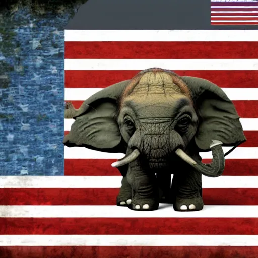 Prompt: elephant yoda as potus american flag in 3 d, art designers magazine photo unreal 8 k resolution