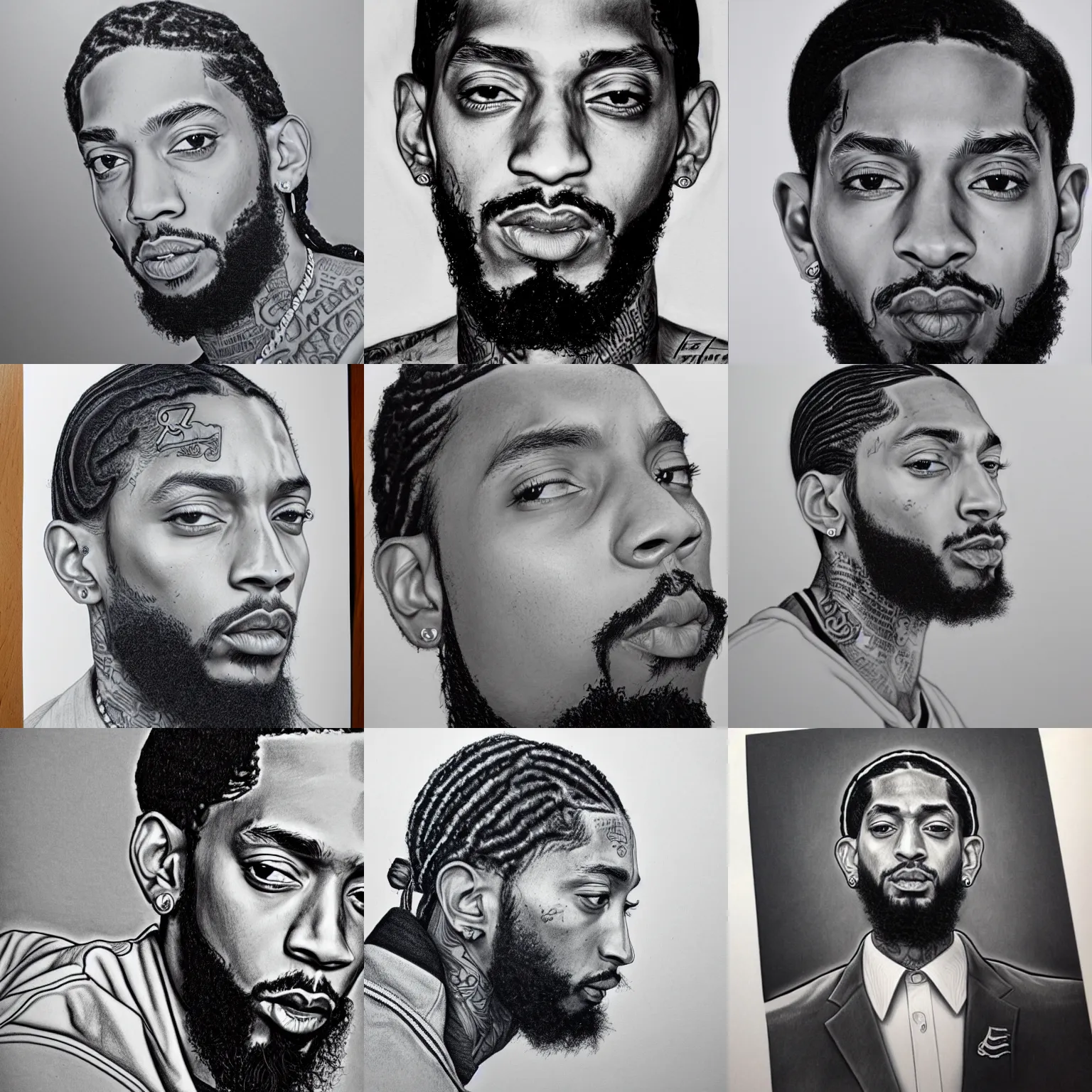 Prompt: nipsey hussle, ultra detailed, pencil drawing