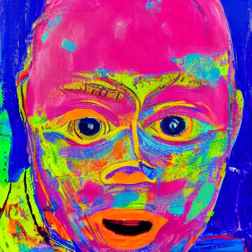 Prompt: brightly coloured neo expressionism portrait