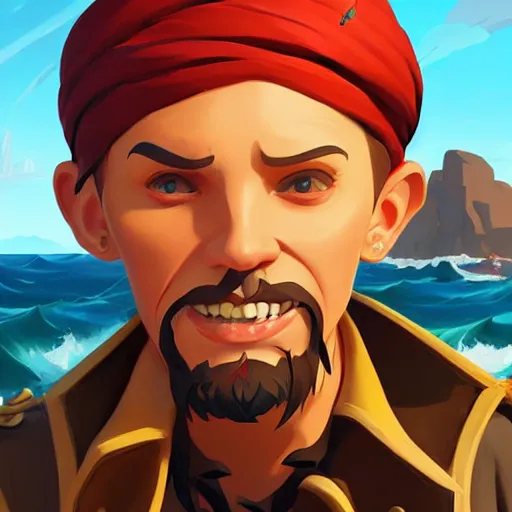 Image similar to painting jack the pirate on sea of thieves game avatar hero smooth face median photoshop filter cutout vector behance hd by jesper ejsing, by rhads, makoto shinkai and lois van baarle, ilya kuvshinov, rossdraws, illustration, art by ilya kuvshinov and gustav klimt