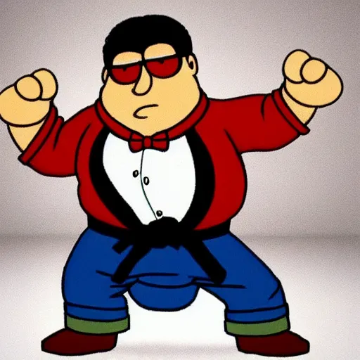 Image similar to peter griffin doing a karate move