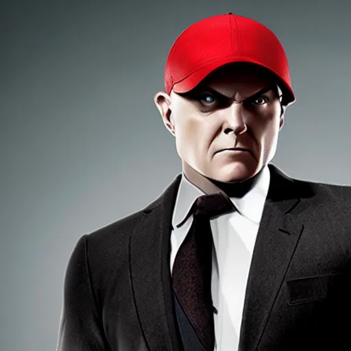 Prompt: agent 4 7 wearing a red baseball cap