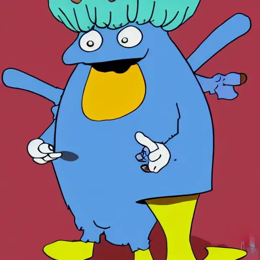 Image similar to Blue Meanie from Yellow Submarine in the style of Spawn