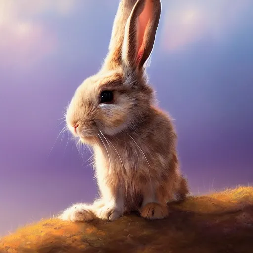 Image similar to bunny looking in a distance landscape photprealism ultradetailed digital art, irina french, heraldo ortega, mandy jurgens, golden ratio, art canvas, award winning, masterpiece trending on artstation 8 k 1 5 0 mpx