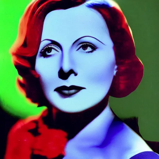 Prompt: greta garbo. in technicolor!!! crips colors, vibrant colors