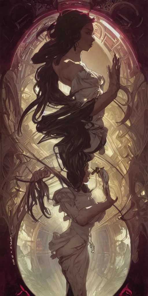 Image similar to soul stealer, game concept by Artgerm and greg rutkowski and alphonse mucha