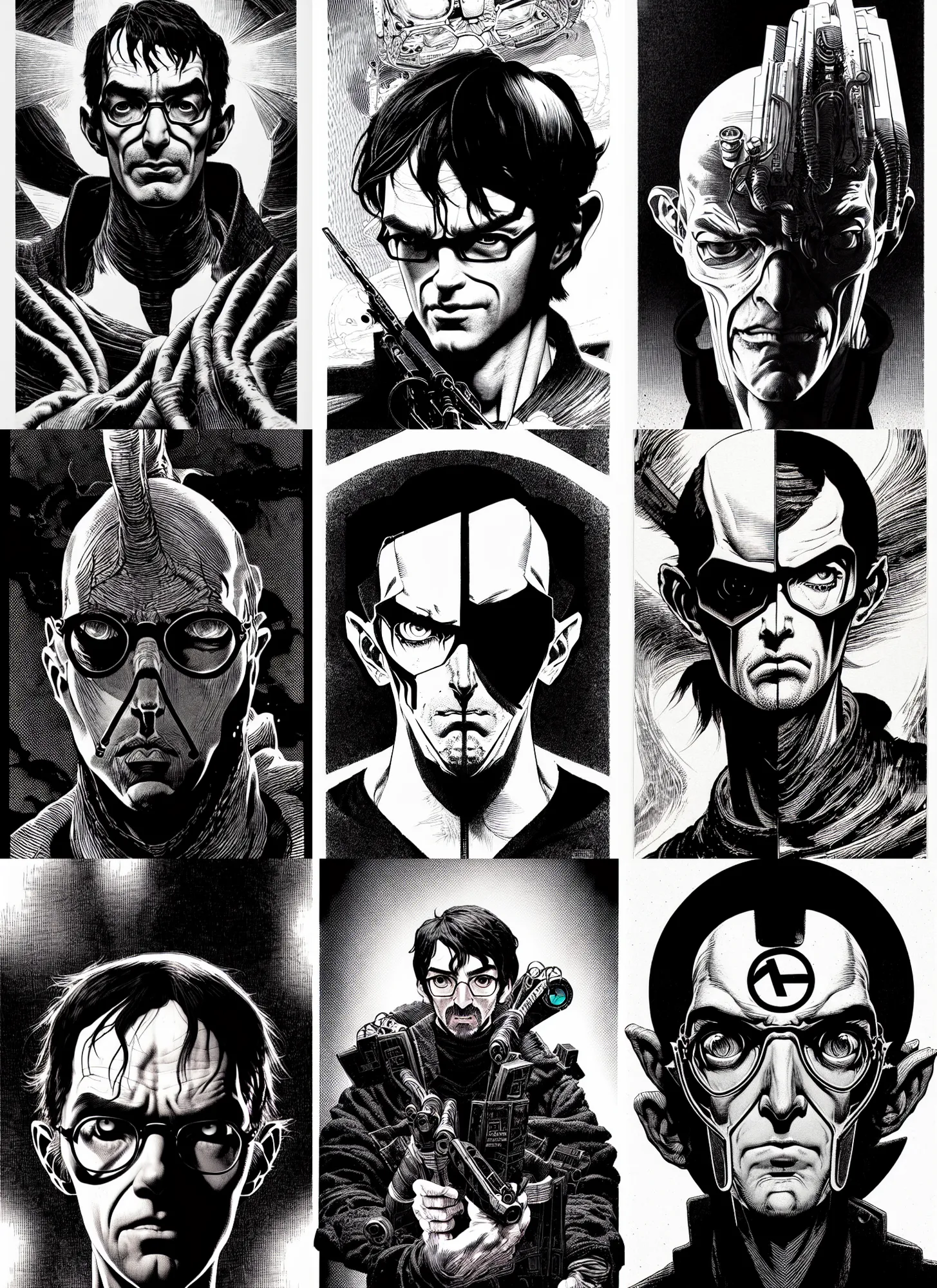 Image similar to half life portrait soft light, by bernie wrightson and killian eng and joe fenton, inspired by akira anime, etching, fine, sharp high detail, screen print,