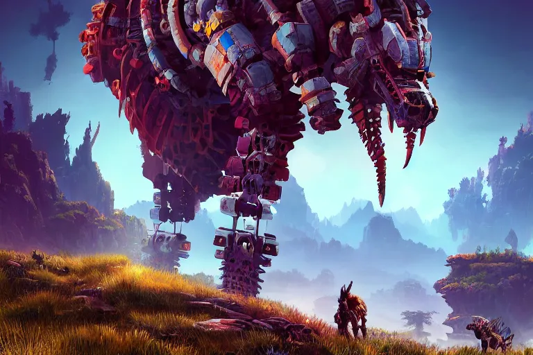 Image similar to bristleback machine mecanical creature robot of horizon forbidden west horizon zero dawn bioluminiscence global illumination ray tracing hdr fanart arstation by ian pesty and alena aenami artworks in 4 k