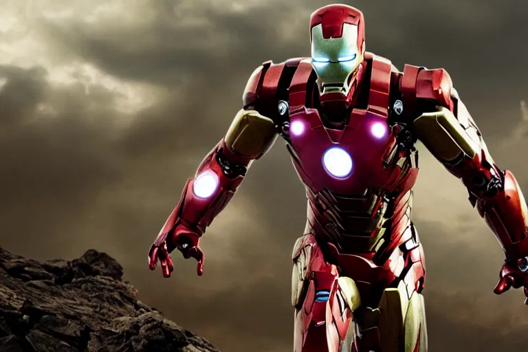 Prompt: film still of zombie Ironman in new avengers movie, 4k