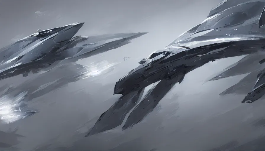 Image similar to concept art by jama jurabaev, cinematic shot, trending on artstation, high quality, brush stroke, hyperspace, grey colors, spaceship, masterpiece