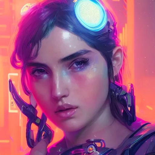 Image similar to portrait futuristic ana de armas cyberpunk cowgirl, neon light rooftop, fantasy, intricate and very very beautiful and elegant, highly detailed, digital painting, artstation, concept art, smooth and sharp focus, illustration, art by tan zi and ayanamikodon and alphonse mucha and wlop