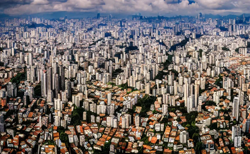 Image similar to award winning overhead view photo of the city of sao paulo in 1 9 5 6, tilt shift photography