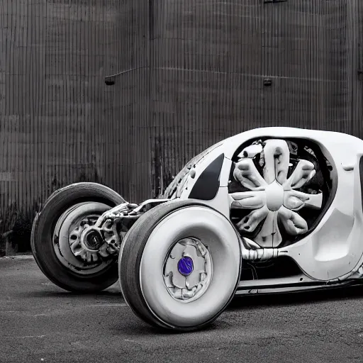 Prompt: car with mecanum wheels