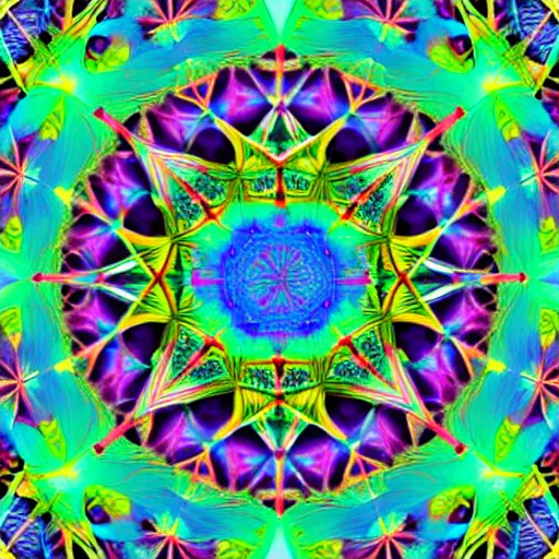 Image similar to Psychedelic kaleidoscope image, fractal, golden ratio, celestial, 35mm , symmetrical, divine, color theory