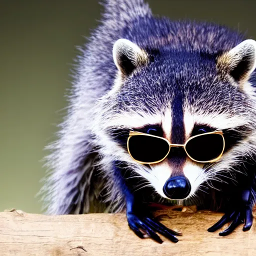 Image similar to raccoon with shades and a gold chain wearing a leather jacket