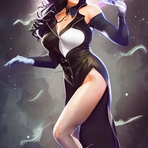 Image similar to sara pezzini as zatanna from dc comics on all four, trending on artstation, digital art, by stanley artgerm lau, wlop, rossdraws, james jean, andrei riabovitchev, marc simonetti, yoshitaka amano