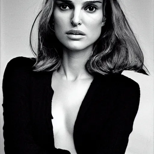 Image similar to Natalie Portman, art photography by Helmut Newton