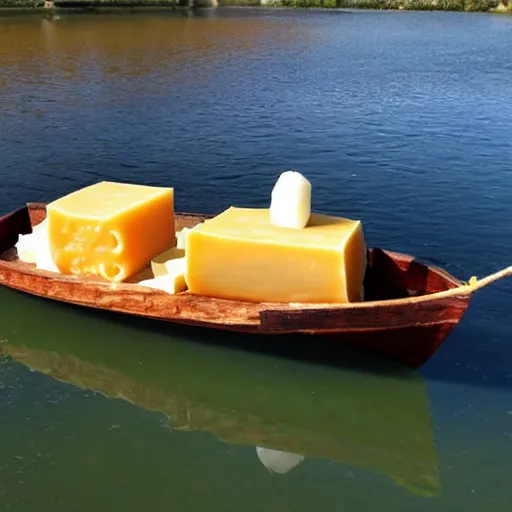 Image similar to a boat made out of cheese