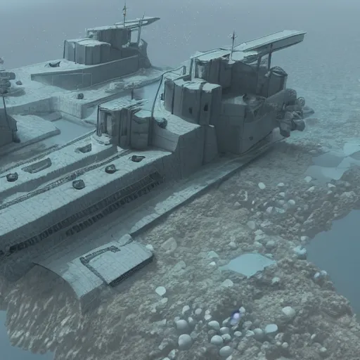 Image similar to an underwater city with submarine transporting people