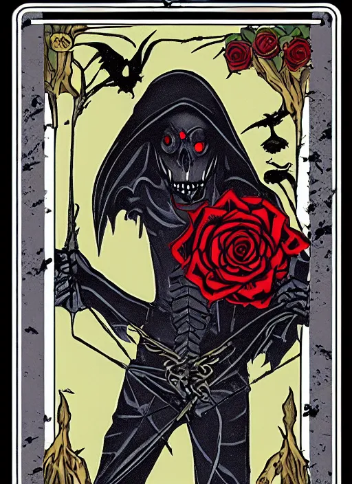 Image similar to tarot card :: horror :: vampire :: blood and roses :: by deiv calviz and bossmonsterbani