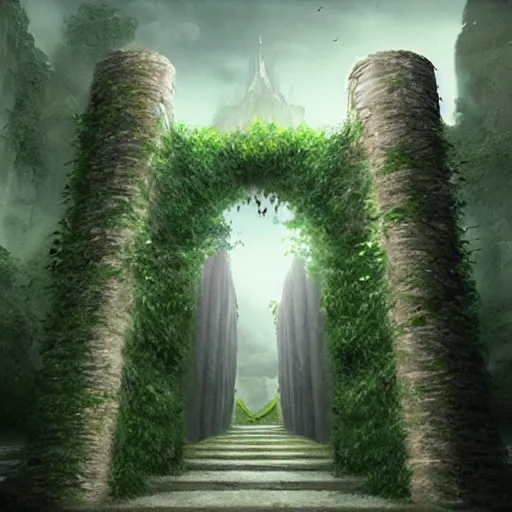 Image similar to beautiful matte painting of entrance to maze