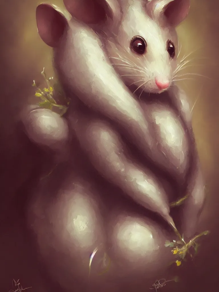 Image similar to portrait of a cute mouse as knight in the style of charlie bowater, oil painting