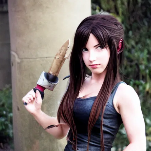 Image similar to aerith gainsborough mixed with tifa lockhart