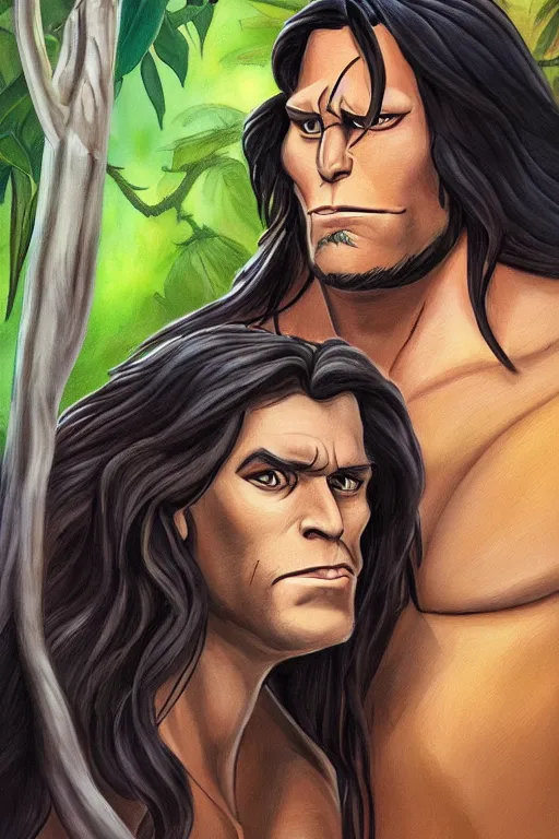 Image similar to disney's tarzan, solo portrait, 🎨🖌