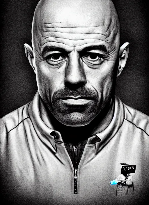 Prompt: character portrait of Joe Rogan playing Walter White, digital art, trending on artstation, 4k