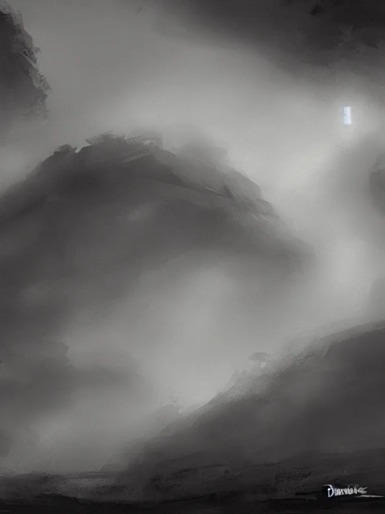 Image similar to headlights through the fog by disney concept artists, blunt borders, rule of thirds