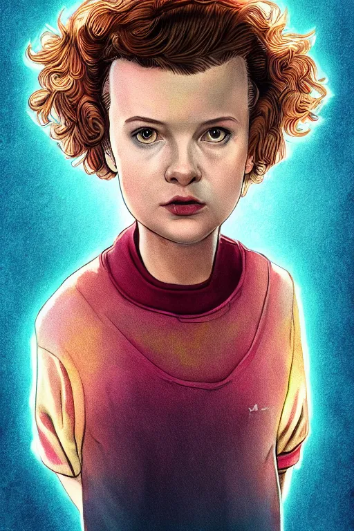 Image similar to character of Eleven from Stranger things by Dittmann Anna , digital, fantasy, detailed