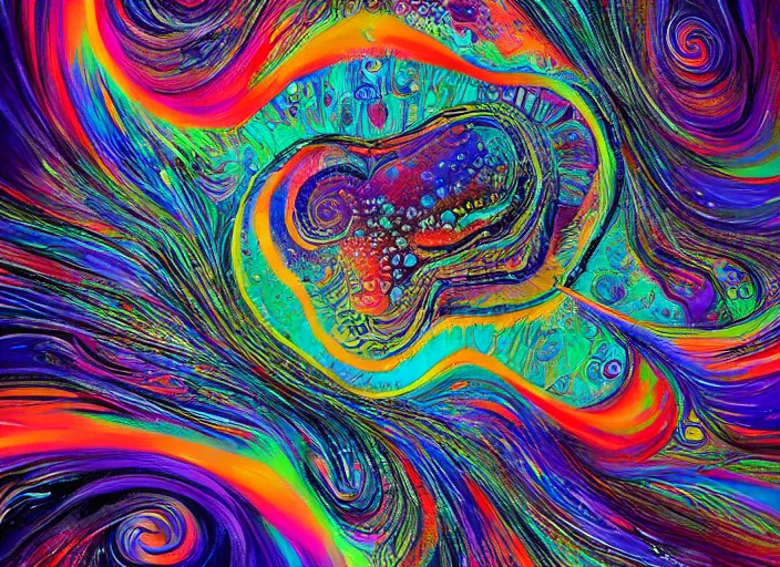 Prompt: an abstract painting of a swirl with bubbles, an ultrafine detailed painting by android jones, behance contest winner, psychedelic art, biomorphic, behance hd, lovecraftian