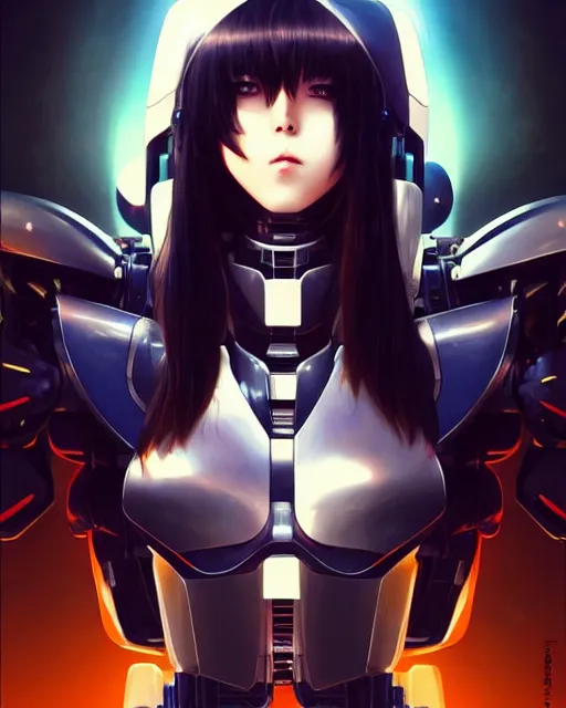 Image similar to portrait Anime Girl in mecha armor in night tokyo Sharp fine face pretty face, realistic shaded Perfect face, fine details. Anime. cyberpunk realistic shaded lighting by katsuhiro otomo ghost-in-the-shell, magali villeneuve, artgerm, rutkowski Jeremy Lipkin and Giuseppe Dangelico Pino and Michael Garmash and Rob Rey