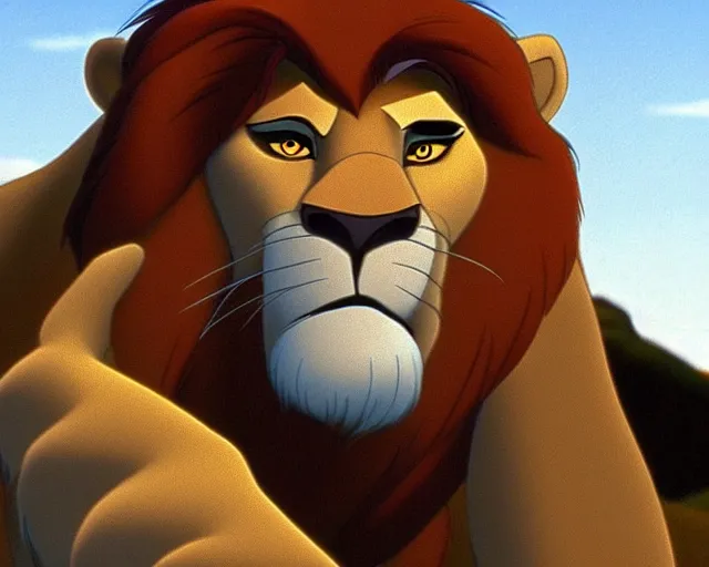 Image similar to scar from the lion king, still, animated movie, disney 1 9 9 0, film