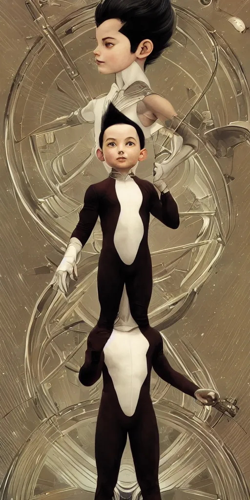 Image similar to astroboy dressed with a suit made out of metal, intricate, elegant, highly detailed, digital painting, artstation, concept art, smooth, sharp focus, illustration, art by artgerm and greg rutkowski and alphonse mucha and william - adolphe bouguereau