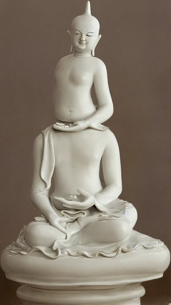 Prompt: porcelain budda statue having rabbit ears painted by john singer sargent