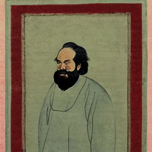 Prompt: ancient chinese watercolour of karl marx