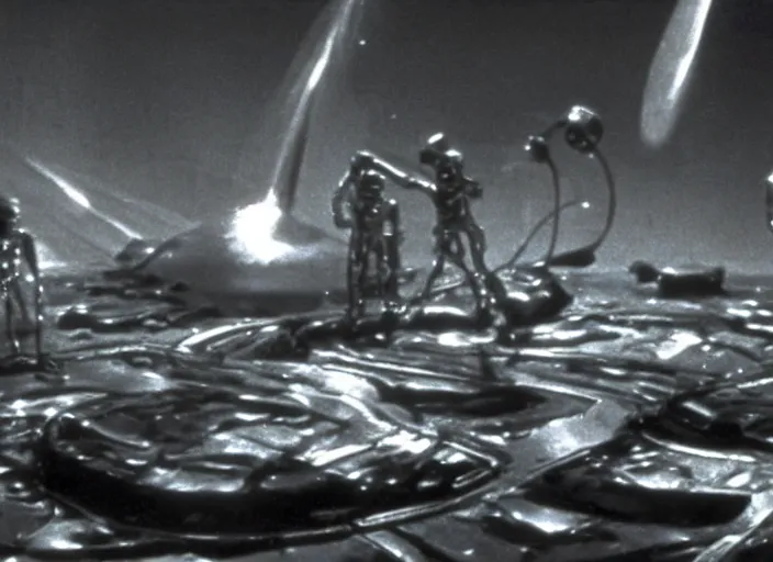 Image similar to scene from a 1960 science fiction film