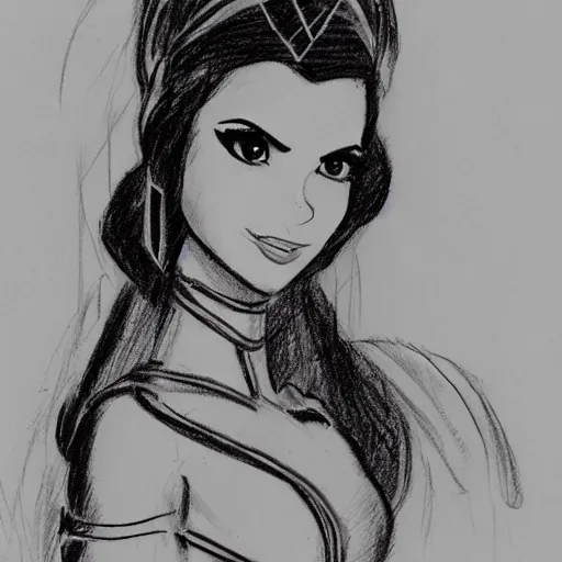 Image similar to milt kahl sketch of victoria justice as princess padme from star wars episode 3