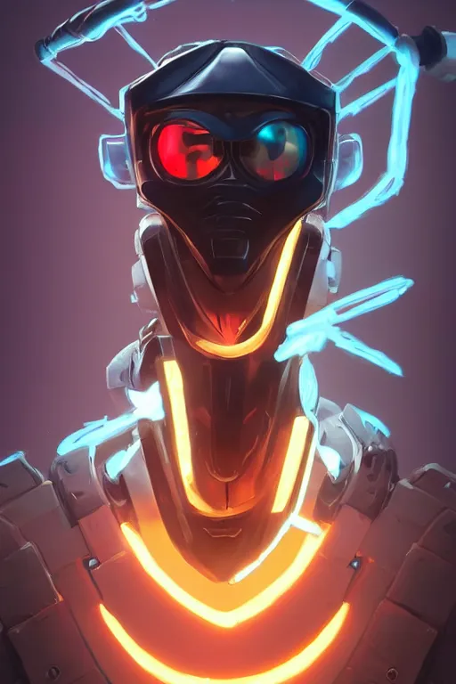 Image similar to epic mask helmet robot ninja portrait stylized as fornite style game design fanart by concept artist gervasio canda, behance hd by jesper ejsing, by rhads, makoto shinkai and lois van baarle, ilya kuvshinov, rossdraws global illumination radiating a glowing aura global illumination ray tracing hdr render in unreal engine 5