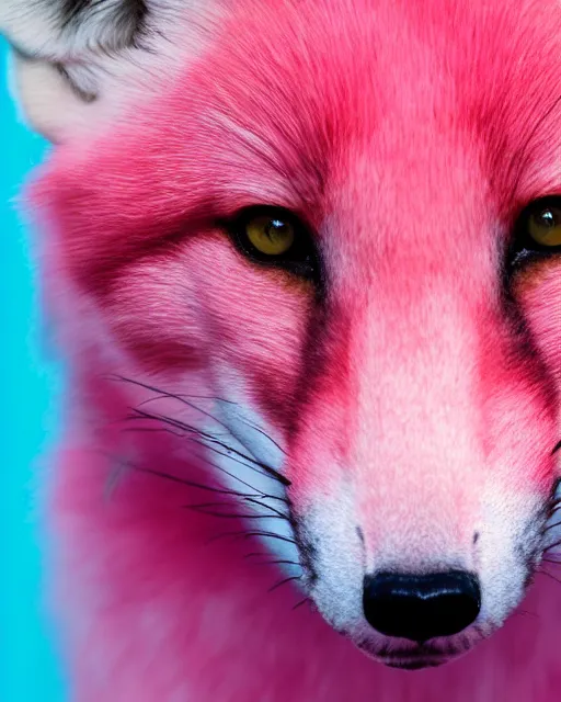 Image similar to pink fox, portrait, blue background, 8 k, 8 5 mm f 1. 8