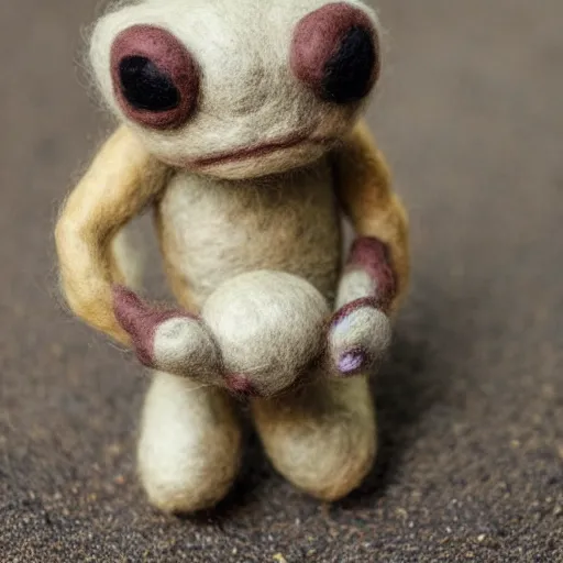 Image similar to a needle felted geodude, needle felting art.