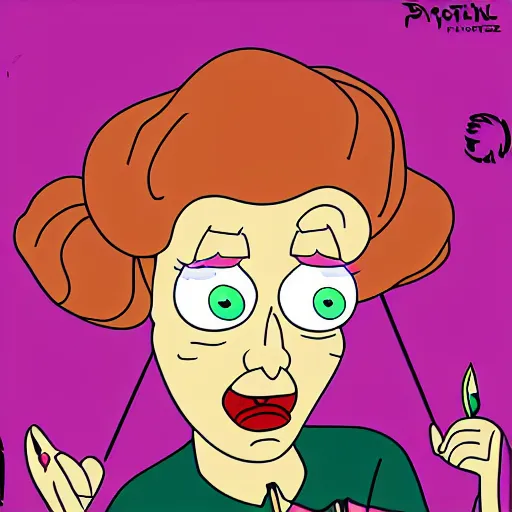 Image similar to real housewives lucille ball in the style of the tv show rick and morty