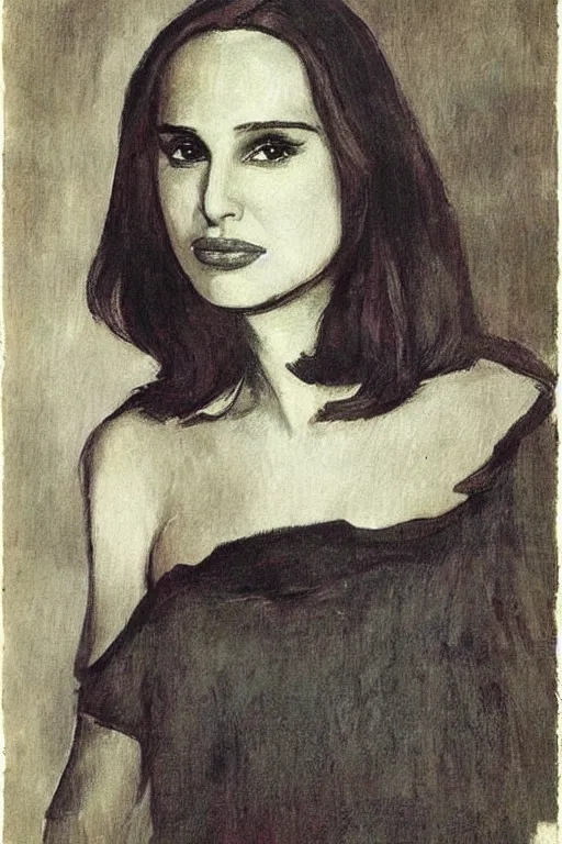 Prompt: “ young natalie portman drawn by paul gauguin ”