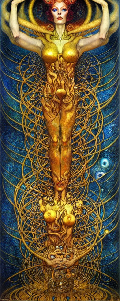 Image similar to Divine Chaos Engine by Karol Bak, Jean Delville, William Blake, Gustav Klimt, and Vincent Van Gogh, symbolist, visionary