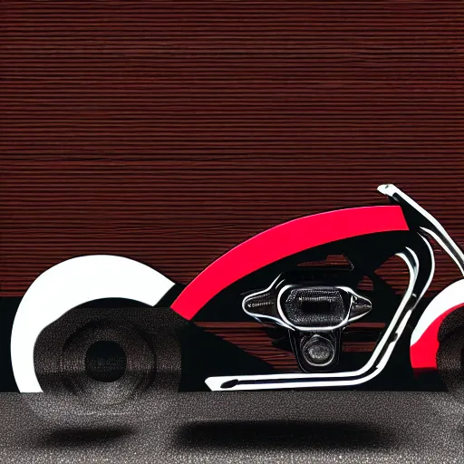 Image similar to drawing of next Gen prototype concept innovative award winning red motorcycle, American engineering, back to the future style, 3d, photorealism