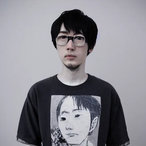 Prompt: a portait of a 2 4 years old man with a sweetshirt made by inio asano, detailed