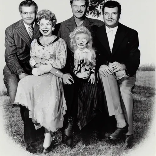 Prompt: family portrait of buddy ebsen, irene ryan, max baer, donna douglas from the beverly hillbillies, maria sibylla merian,